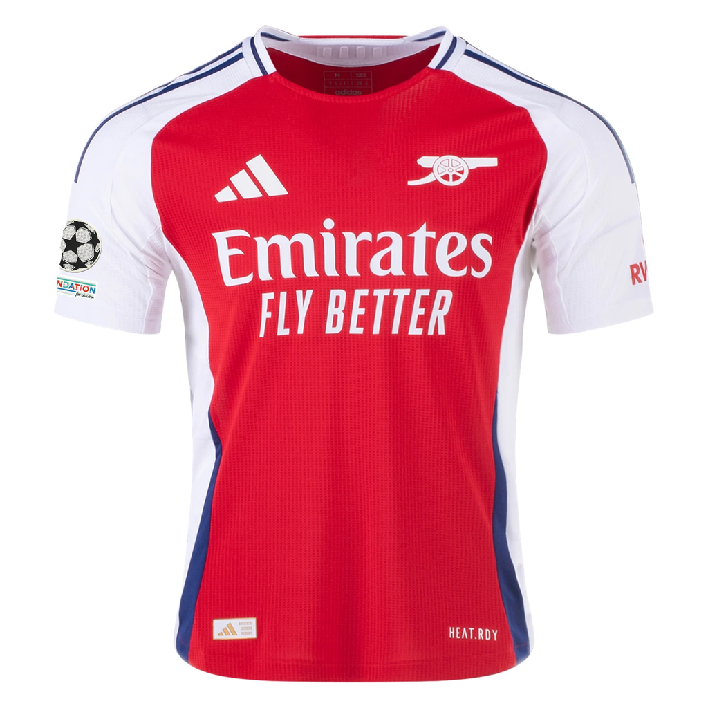 adidas Arsenal Authentic Martin Ã˜degaard Home Jersey w/ Champions League Patches 24/25 (Better Scarlet/White)