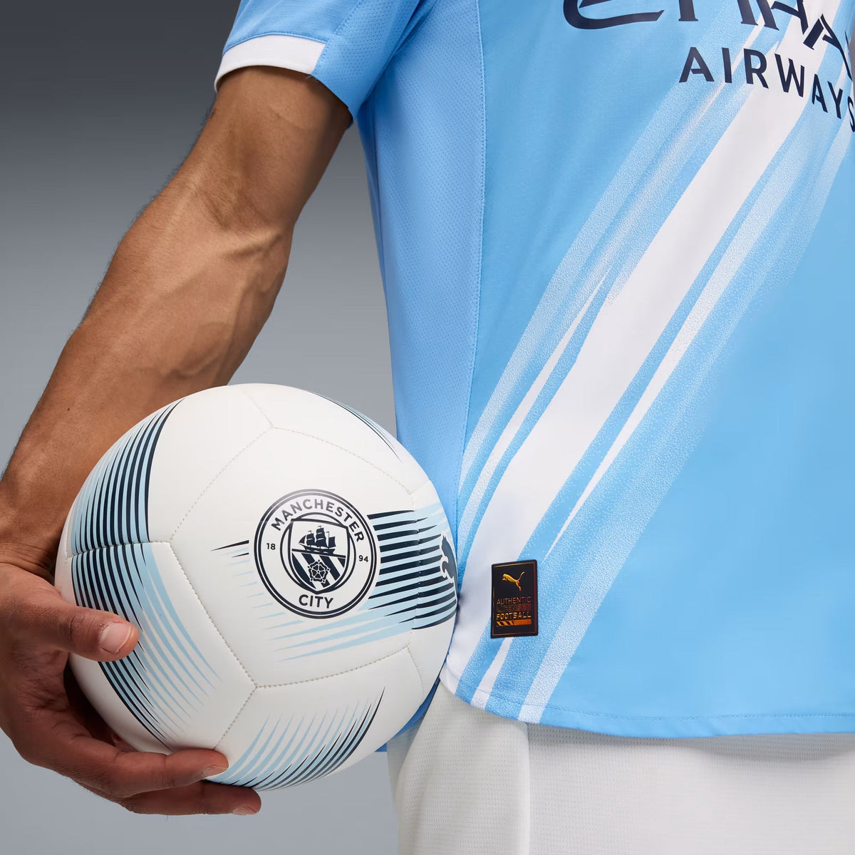 Puma Manchester City Authentic Home Jersey w/ Cub World Cup Patches 25/26 (Team Light Blue/White)