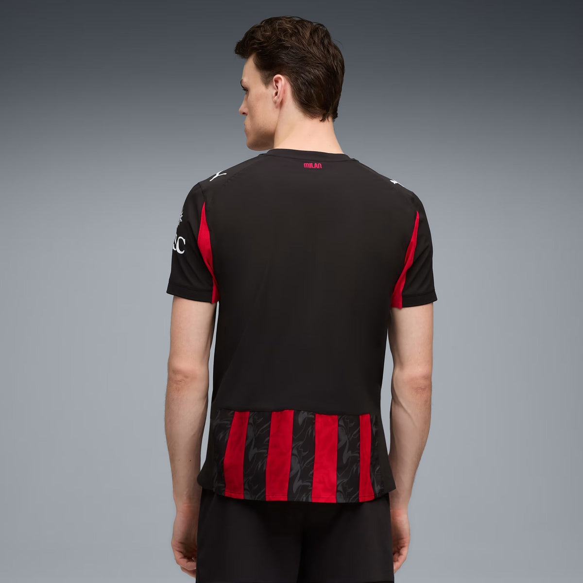 Puma Tomori Men's AC Milan Authentic Home Jersey 25/26 w/ Seria A Patch (Red/Black)