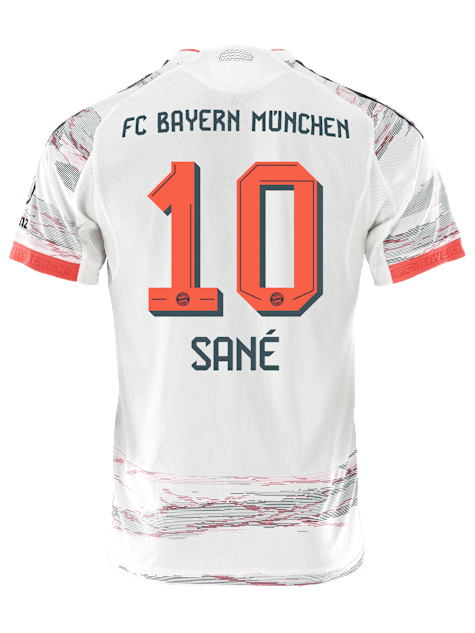 adidas Sane Authentic Away Jersey 25/26 w/ Sponsor + Meister Bundesliga Patch (White/Red)