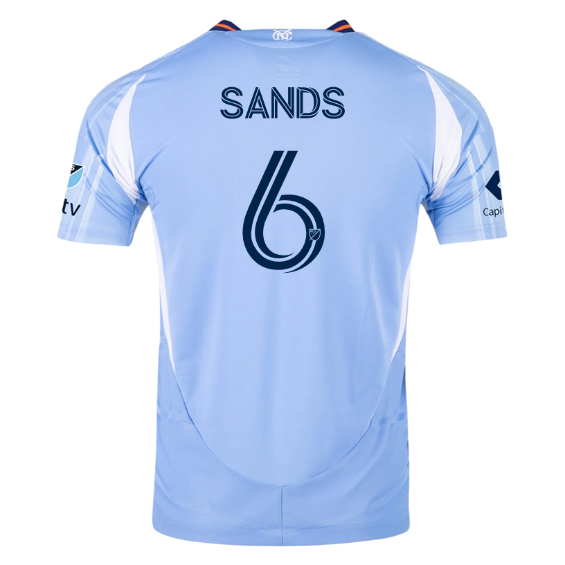 adidas James Sands New York City FC Authentic Home Jersey 25/26 w/ MLS Patches (Bahia Light Blue)
