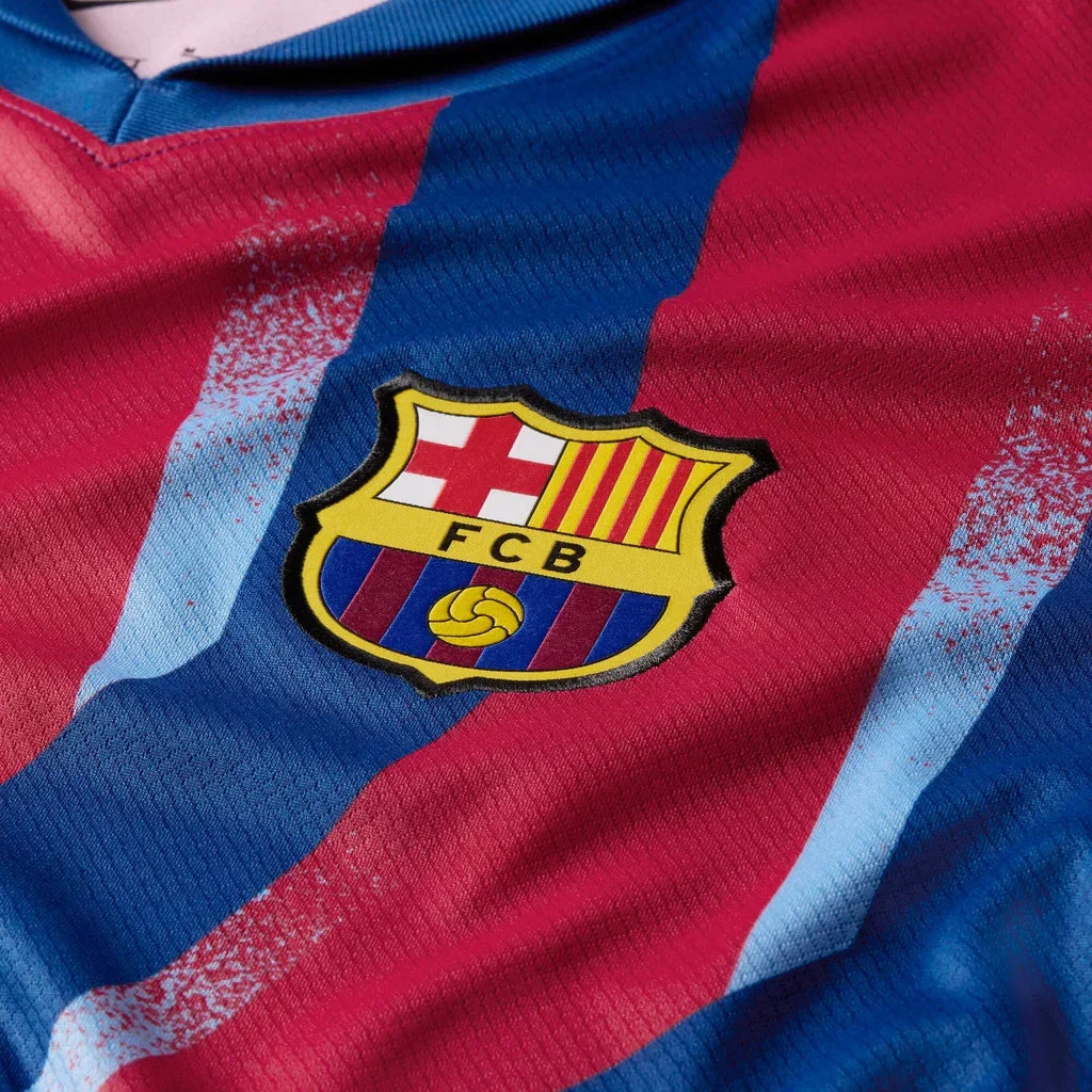 Nike Men's FC Barcelona Lewandowski 4th Jersey 25/26 w/ La Liga Patches (Blue/Red/Yellow)
