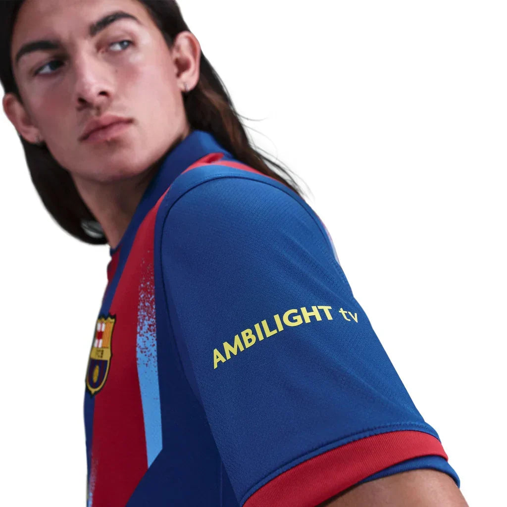 Nike Men's FC Barcelona Cubarsi 4th Jersey 25/26 w/ La Liga Patches (Blue/Red/Yellow)