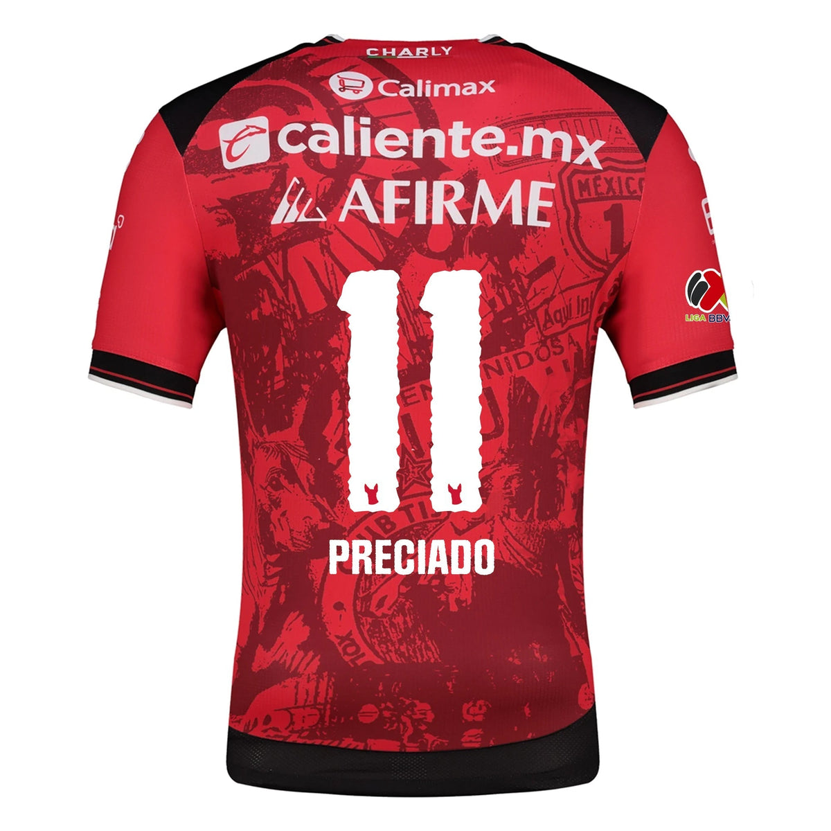 Charly Adonis Preciado Men's Club Tijuana Xolos Home Jersey 25/26 w/ BBVA MX Patch (Red/Black)