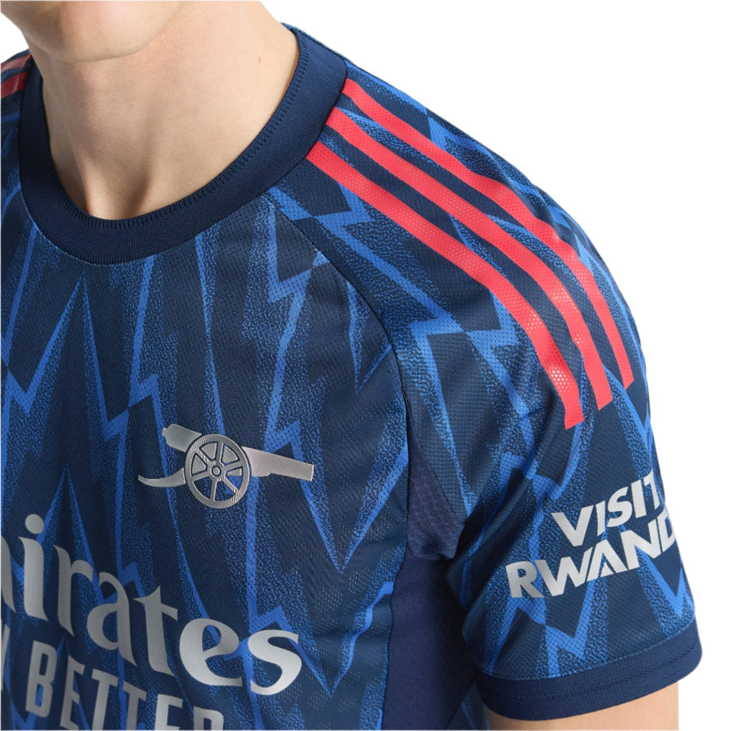adidas Arsenal Authentic Martin Ã˜degaard Away Jersey w/ EPL + No Room For Racism 25/26 (Indigo/Silver)