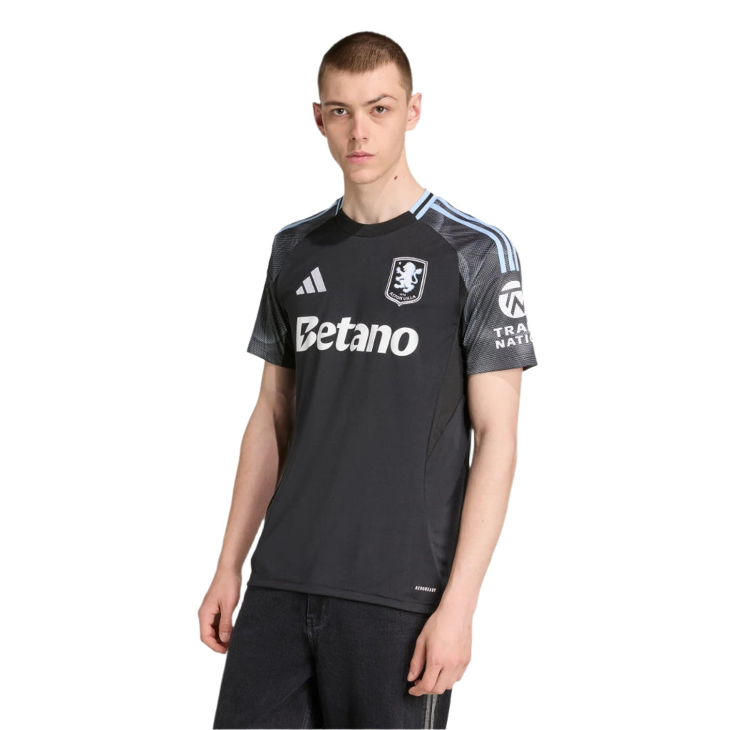 adidas Elliott Men's Aston Villa 25/26 Away Jersey w/ EPL + NRFR Patches (Black/Global Blue)