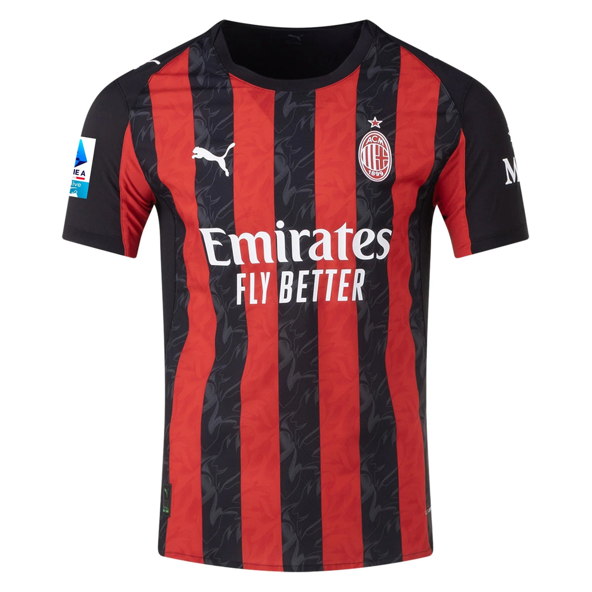 Puma Tomori Men's AC Milan Authentic Home Jersey 25/26 w/ Seria A Patch (Red/Black)