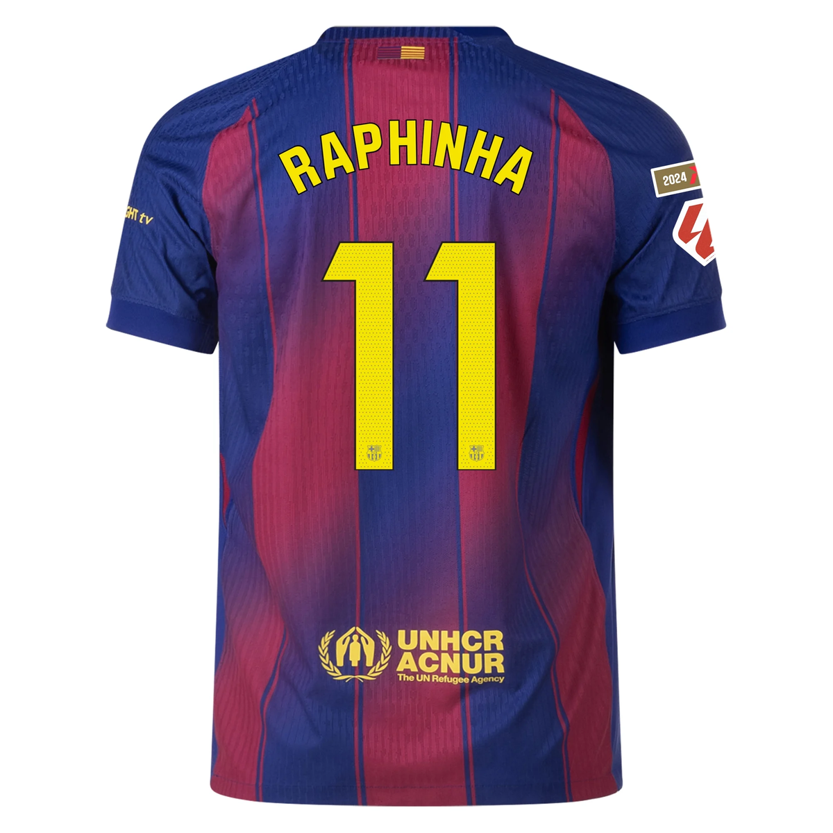 Nike Barcelona Authentic Raphinha Home Jersey w/ La Liga Champion Patches 25/26 (Deep Royal Blue/Midwest Gold)