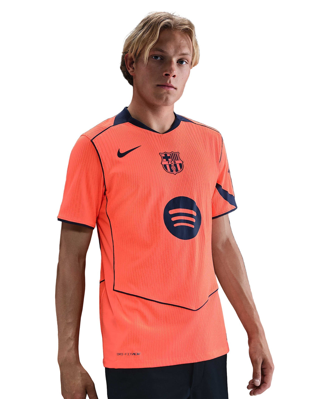 Nike Lamine Yamal FC Barcelona Third T90 Authentic Jersey 25/26 w/ Champions League Patches (Bright Mango/Midnight Navy)