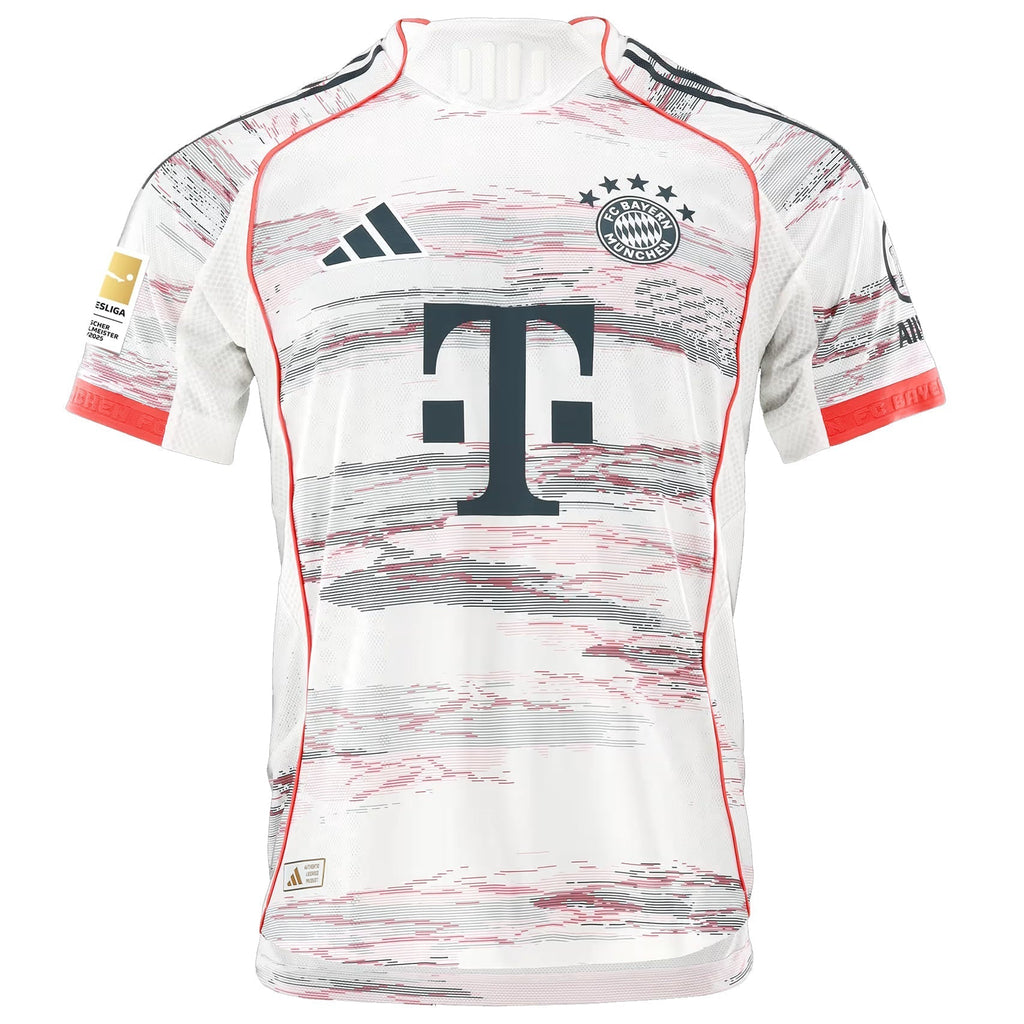 adidas Beckenbauer Authentic Away Jersey 25/26 w/ Sponsor + Meister Bundesliga Patch (White/Red)