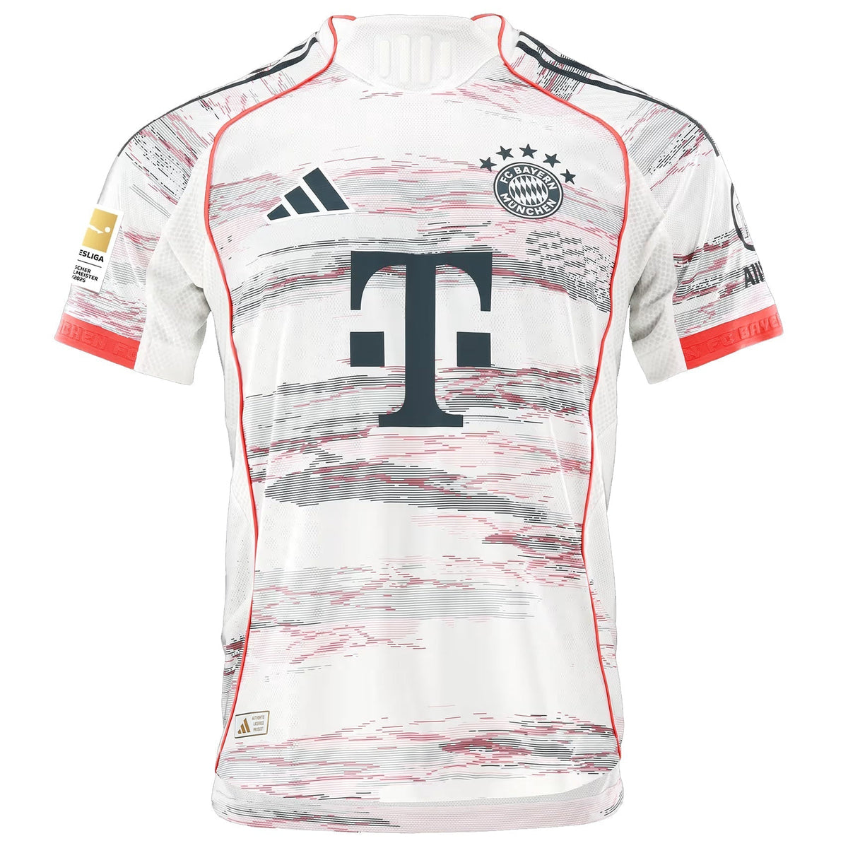 adidas Beckenbauer Authentic Away Jersey 25/26 w/ Sponsor + Meister Bundesliga Patch (White/Red)