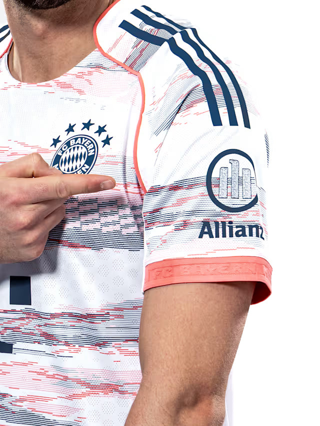 adidas Muller Authentic Away Jersey 25/26 w/ Sponsor + Meister Bundesliga Patch (White/Red)