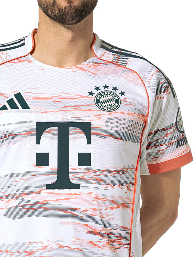 adidas Musiala Authentic Away Jersey 25/26 w/ Sponsor + Meister Bundesliga Patch (White/Red]