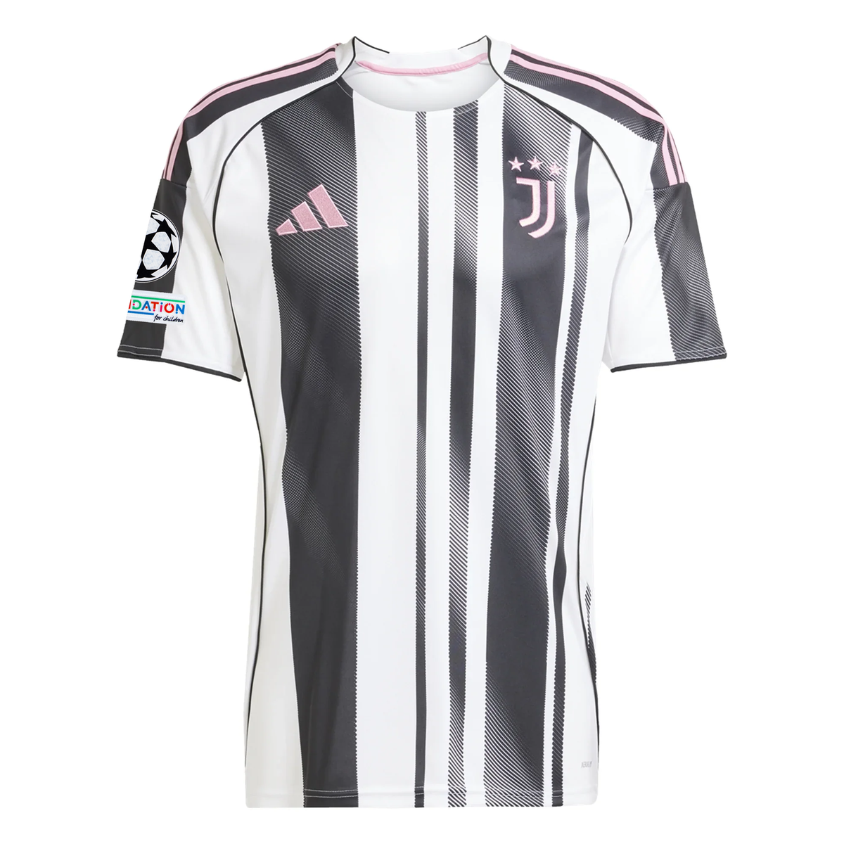 adidas Juventus Kalulu Home Jersey w/ Champions League Patches 25/26 (White/Black/Pink)