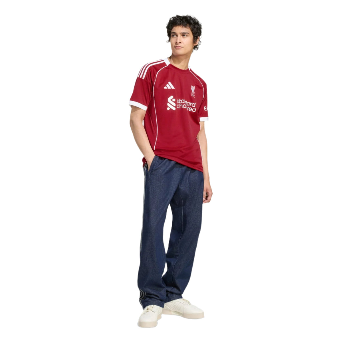 adidas Men's Liverpool Home Jersey 25/26 w/ NRFR + EPL Champions Patch (Strawberry Red)