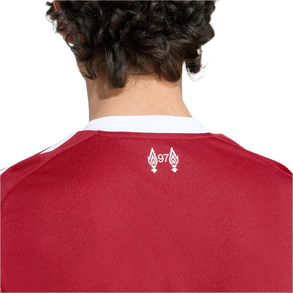 adidas Men's Liverpool Gakpo Home Jersey 25/26 w/ Champions League Patches (Strawberry Red)