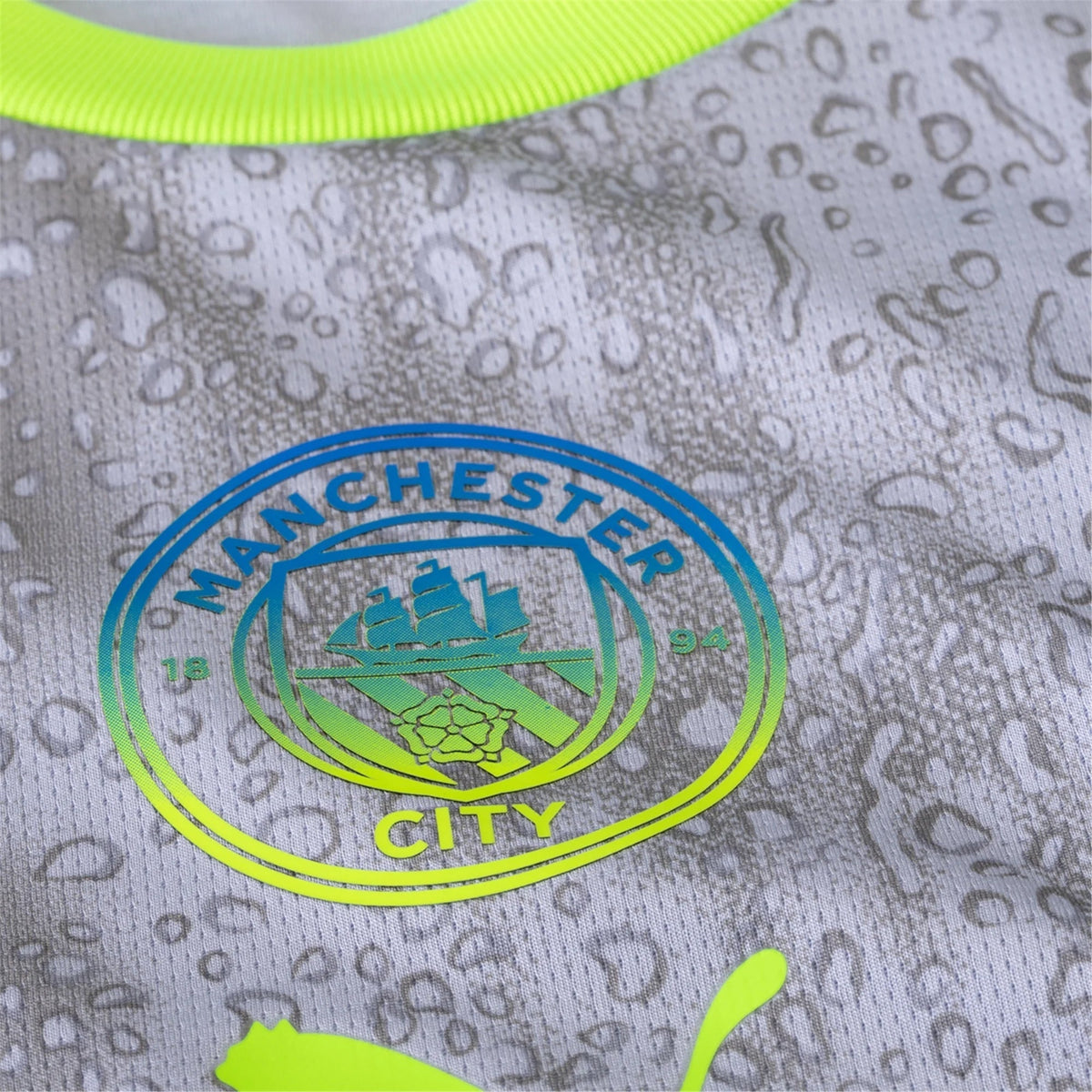 Puma Men's Manchester City Khusanov Third Jersey w/ EPL + No Room For Racism Patches 25/26 (Cool Weather/Pro Green)