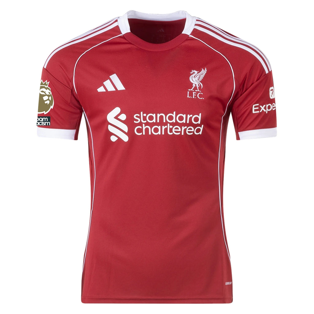 adidas Ekitike Men's Liverpool Home Jersey 25/26 w/ NRFR + EPL Champions Patch (Strawberry Red)