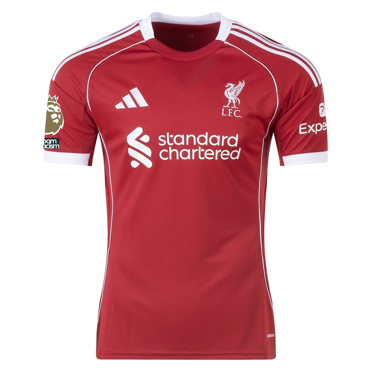 adidas Darwin Men's Liverpool Home Jersey 25/26 w/ NRFR + EPL Champions Patch (Strawberry Red)