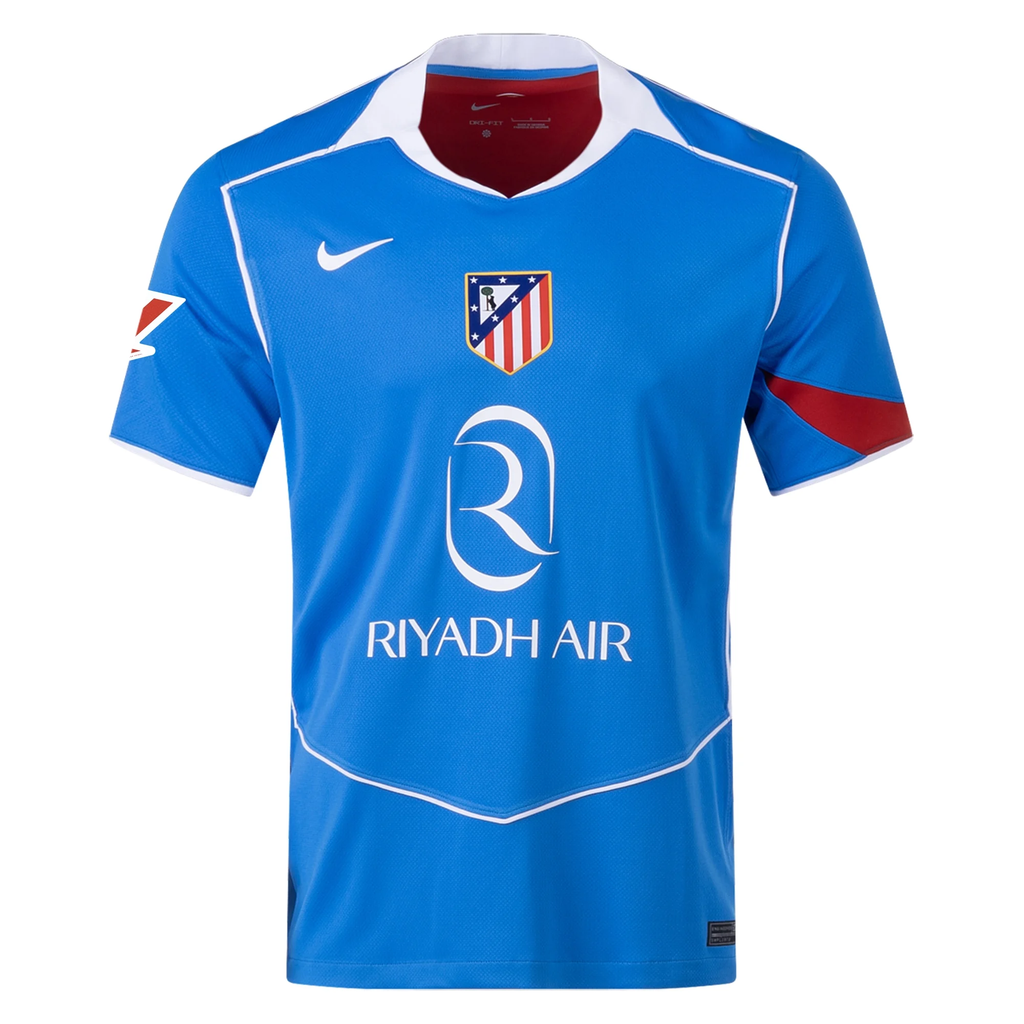 Nike Men's Atletico Madrid Giuliano Simeone T90 Third Jersey La Liga Patch 25/26 (Photo Blue/Sport Red)