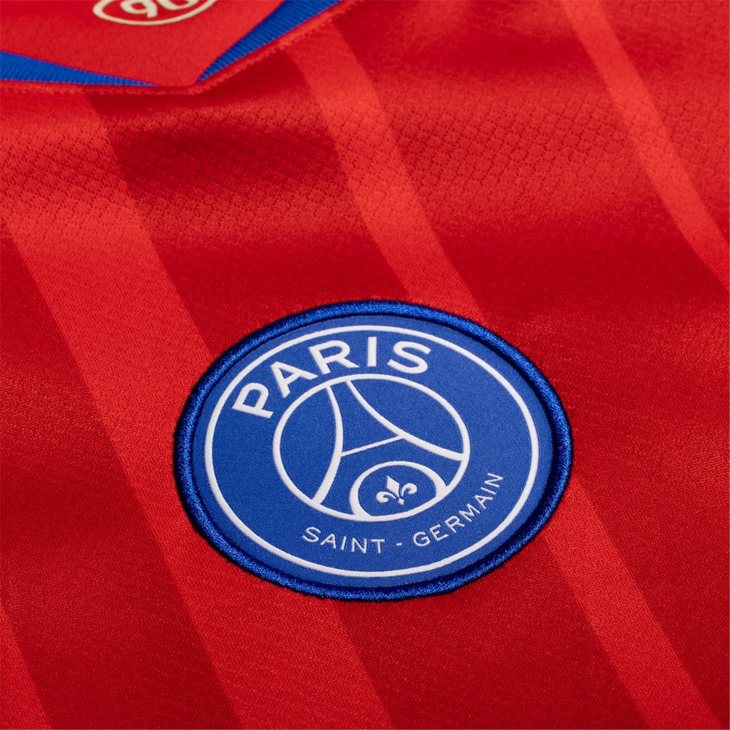 Nike Men's Paris Saint-Germain JoÃ£o Neves T90 Third Jersey w/ Champions League Patches 25/26 (Sport Red/Hyper Royal)
