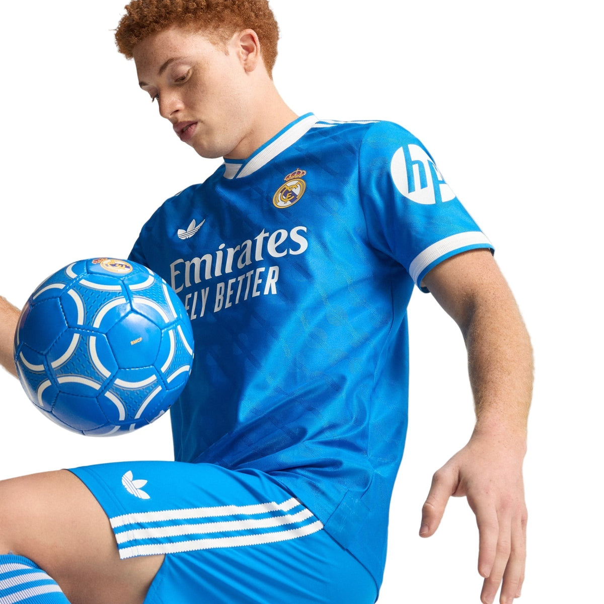 adidas Men's Valvarde Real Madrid 25/26 Authentic Third Jersey w/ Champions League Patches (Blue)