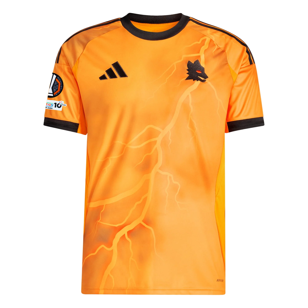 adidas Roma Mehmet Zeki Ã‡elik Away Jersey w/ Europa League Patches 25/26 (Orange/Black)