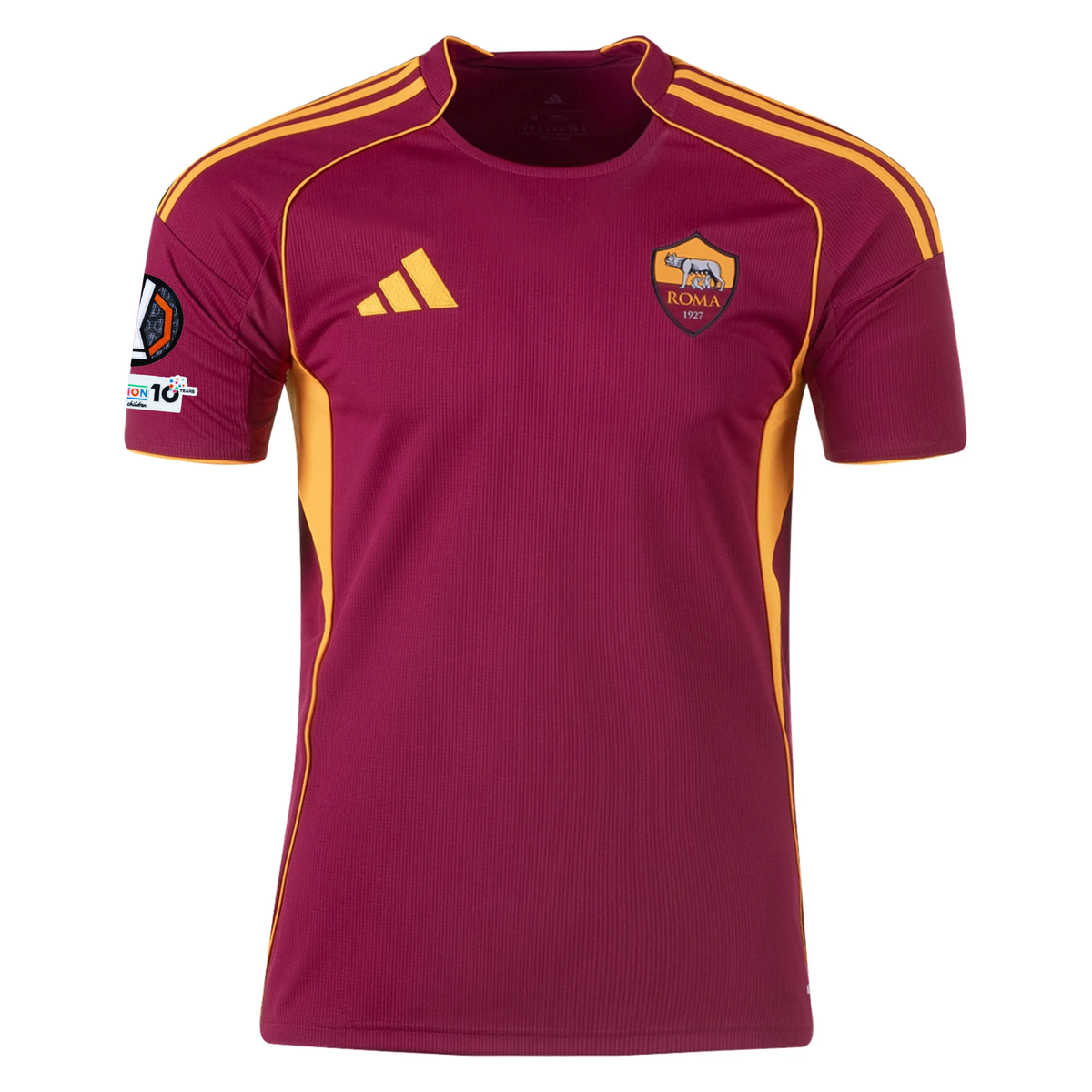 adidas Men's Roma Gianluca Mancini Home Jersey w/ Europa League Patches 25/26 (Burgundy)