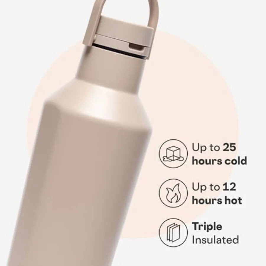 Classic Sport Canteen Insulated Water Bottle - Keeps Beverages Cold 25 Hours - Triple Insulated - Summer Drinkware Gift - Keeps