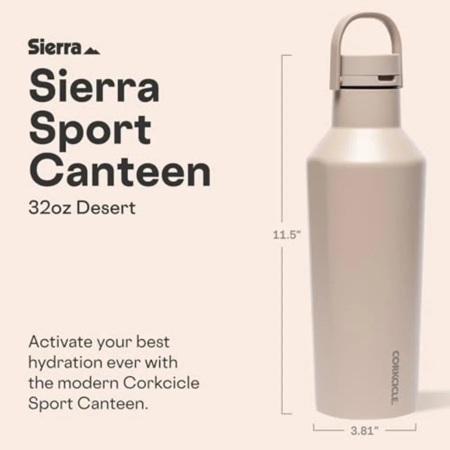 Classic Sport Canteen Insulated Water Bottle - Keeps Beverages Cold 25 Hours - Triple Insulated - Summer Drinkware Gift - Keeps