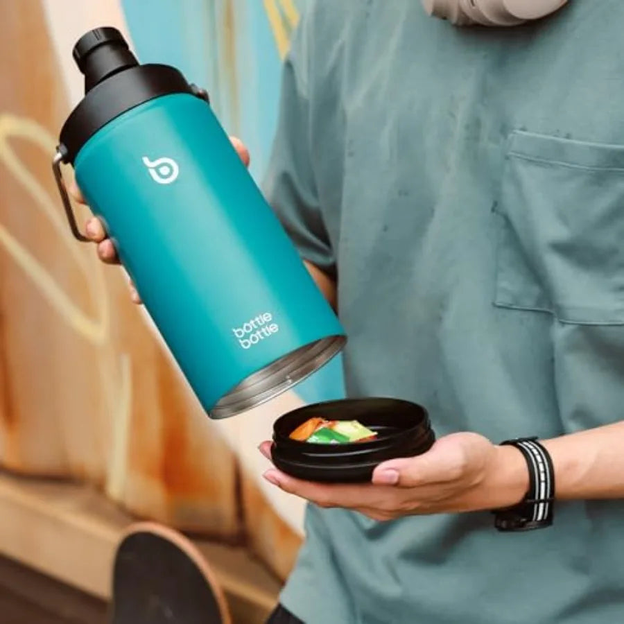 Insulated Water Bottle 64 oz with Straw and Dual-use Lid Half Gallon Water Jug Vacuum Stainless Steel for Workout and Sports In