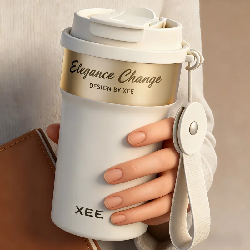 500ml Stainless Steel Vacuum Tumbler, Double Mouth Lid with Straw, 316L Insulated Coffee Travel Mug Leakproof Thermos Cup bottle