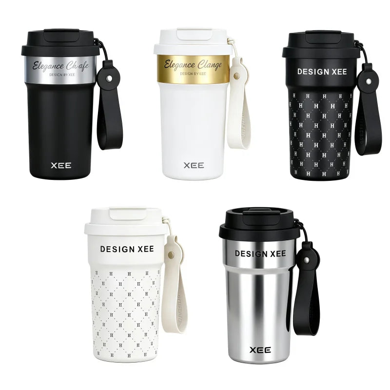 500ml Stainless Steel Vacuum Tumbler, Double Mouth Lid with Straw, 316L Insulated Coffee Travel Mug Leakproof Thermos Cup bottle