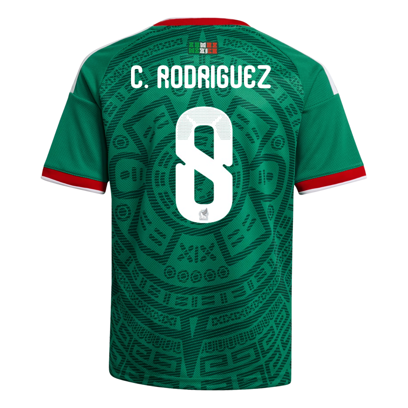 adidas Youth C. Rodriguez Mexico 2026 Home World Cup Jersey (Bold Green)