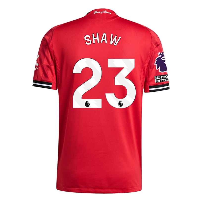 adidas Shaw Men's Manchester United Authentic Home Jersey 25/26 w/ NRFR + EPL Patch (Red)