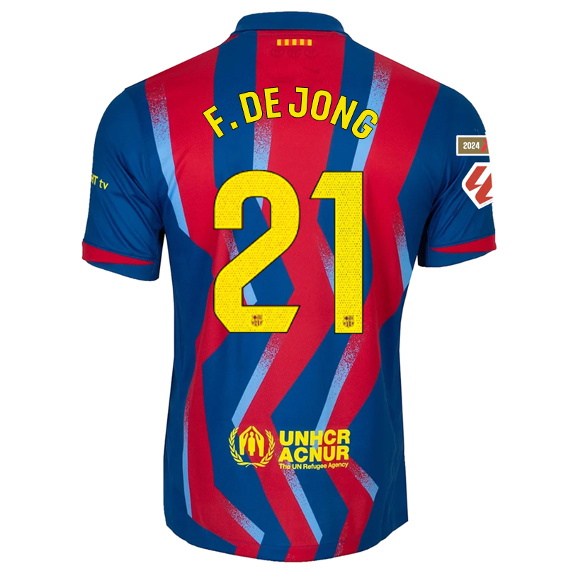 Nike Men's FC Barcelona F. De Jong 4th Jersey 25/26 w/ La Liga Patches (Blue/Red/Yellow)