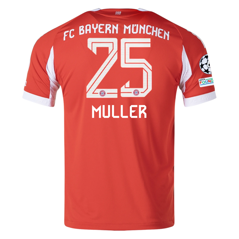 adidas Bayern Munich Muller Home Jersey w/ Champions League Patches 25/26 (Red)