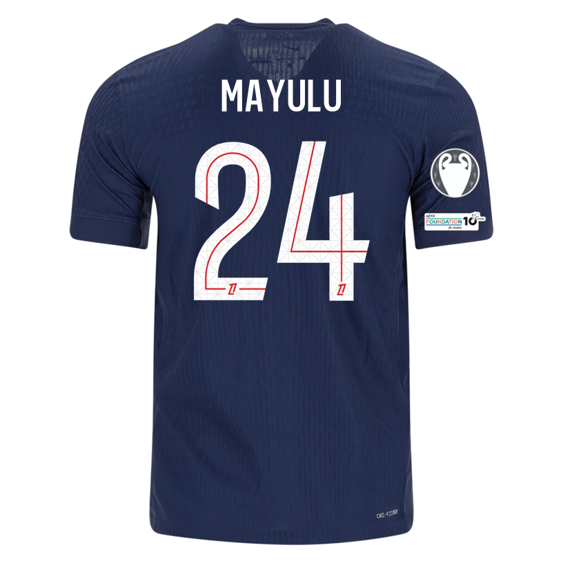Nike Men's Mayulu Paris Saint-Germain Authentic Home Jersey 25/26 w/ Champions League Patches (Navy)