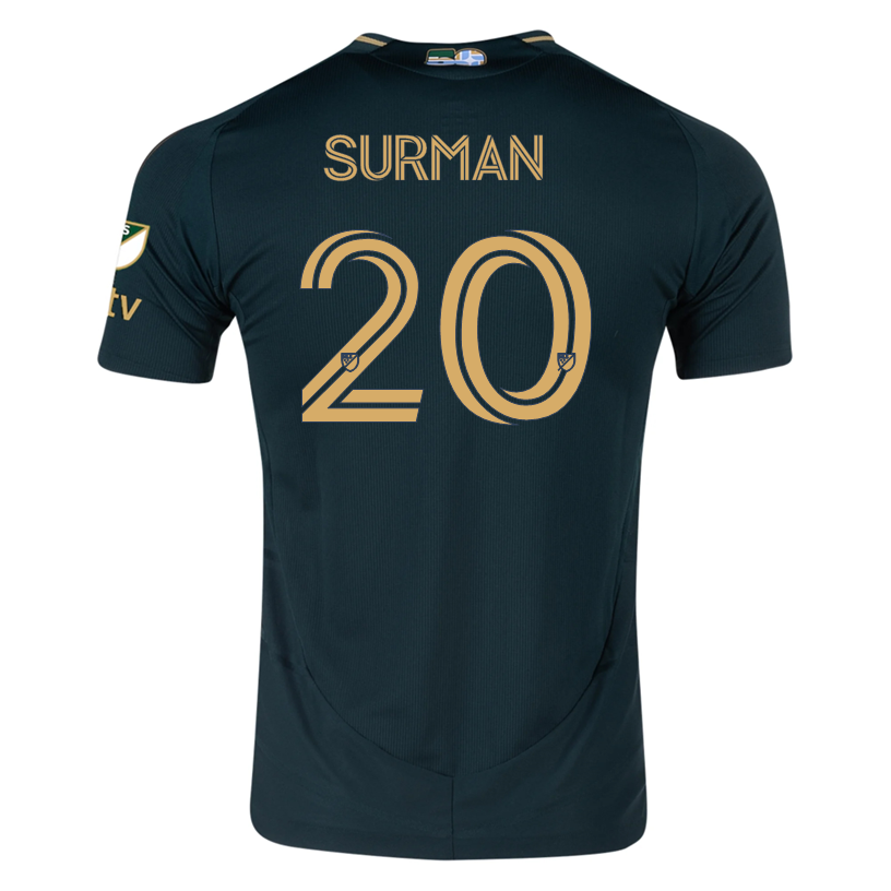 adidas Finn Surman Portland Timbers Authentic Home Jersey w/ MLS & Apple Patch 25/26 (Green/Gold)