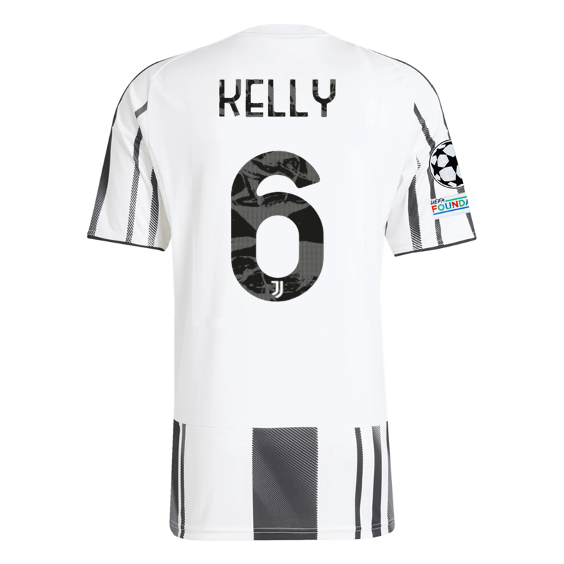 adidas Juventus Kelly Home Jersey w/ Champions League Patches 25/26 (White/Black/Pink)
