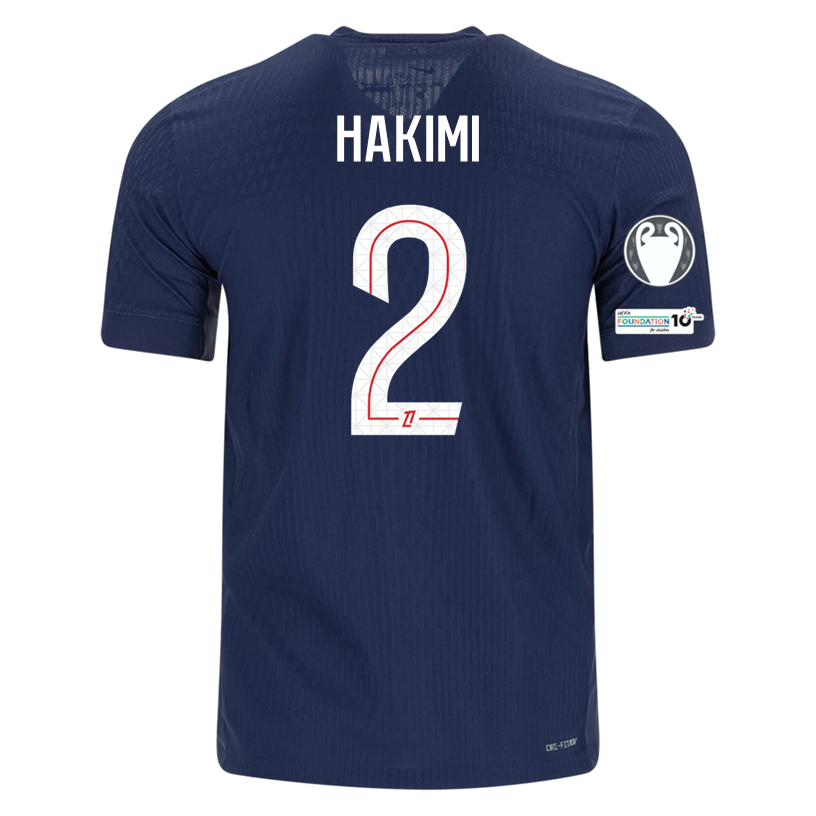 Nike Men's Hakimi Paris Saint-Germain Authentic Home Jersey 25/26 w/ Champions League Patches (Navy)
