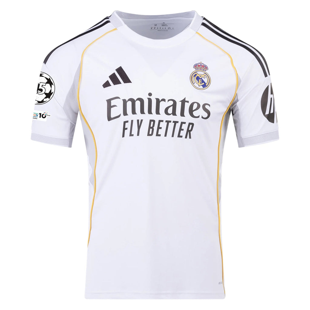 adidas David Alaba Real Madrid 25/26 Home Jersey w/ Champions League Patches (White)