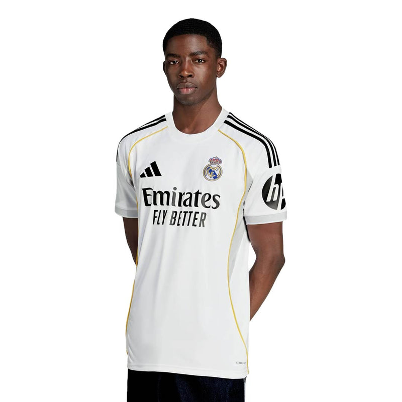adidas Andriy Lunin Real Madrid 25/26 Home Jersey w/ Champions League Patches (White)