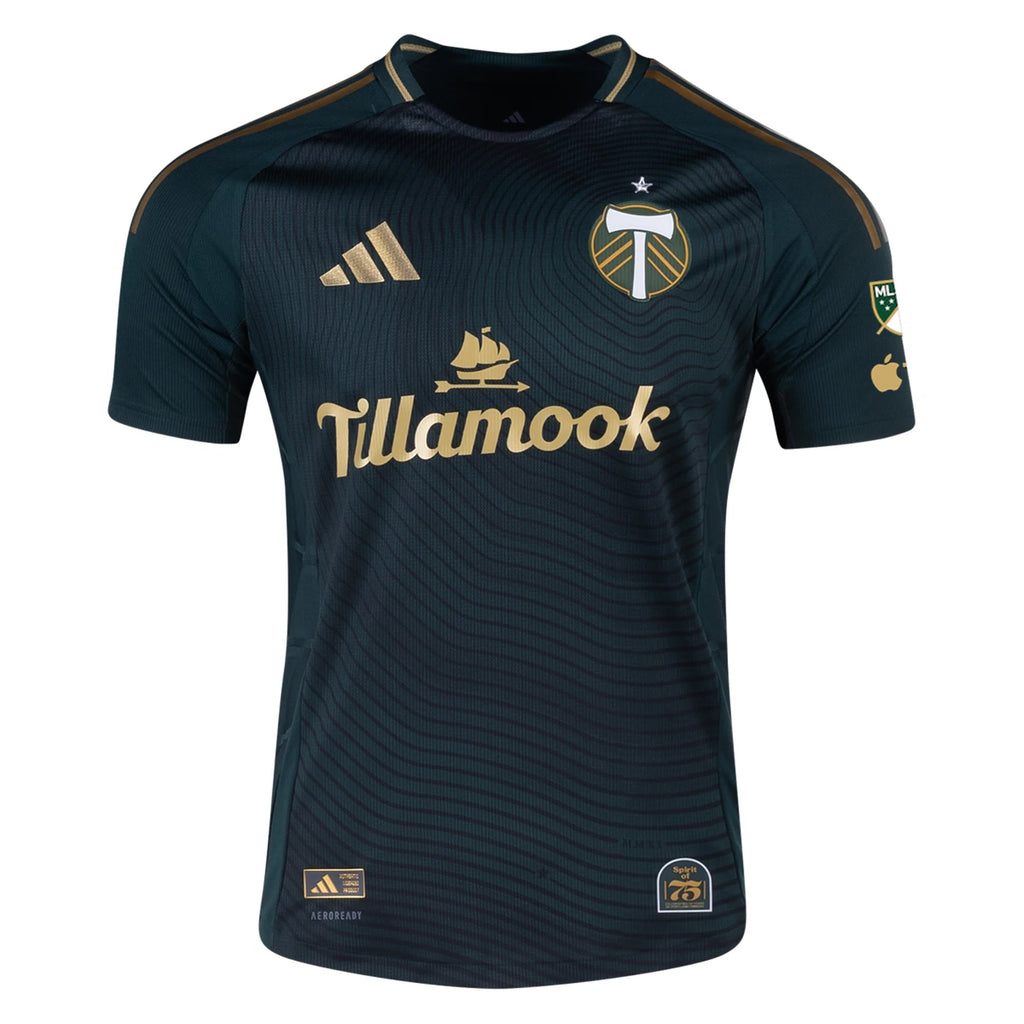 adidas Jonathan Rodriguez Portland Timbers Authentic Home Jersey w/ MLS & Apple Patch 25/26 (Green/Gold)