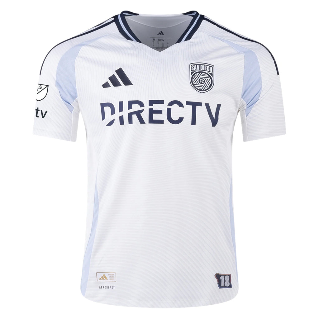 adidas San Diego FC Authentic Jasper LÃ¶ffelsend Away Jersey 25/26 w/ MLS & Apple Patch (White)