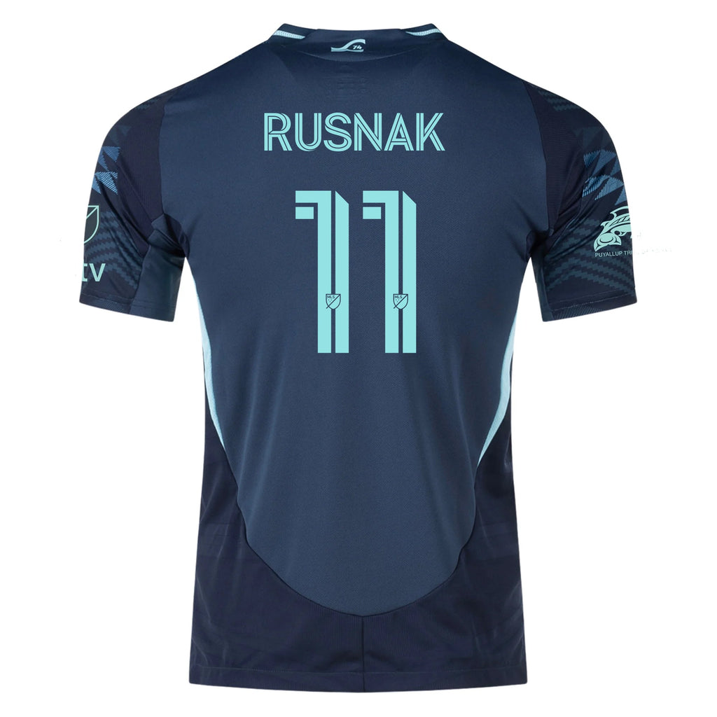 adidas Albert Rusnak Seattle Sounders Authentic Away Jersey 25/26 w/ MLS Patches & Sponsor (Aura Ink)