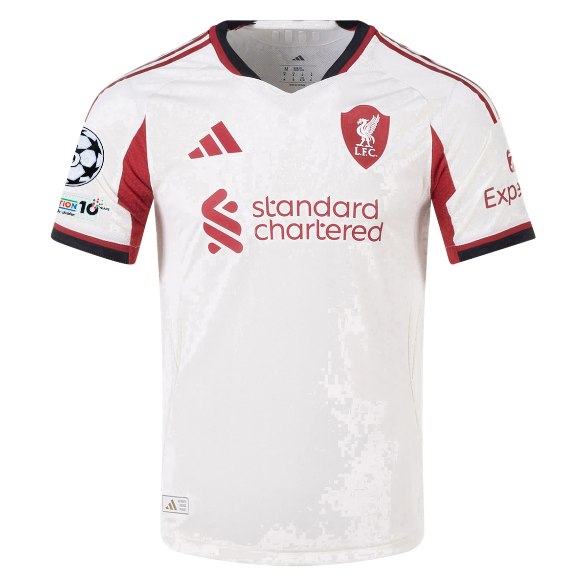 adidas Men's Liverpool Authentic Alexis Mac Allister Away Jersey w/ Champions League Patches 25/26 (Wonder White)