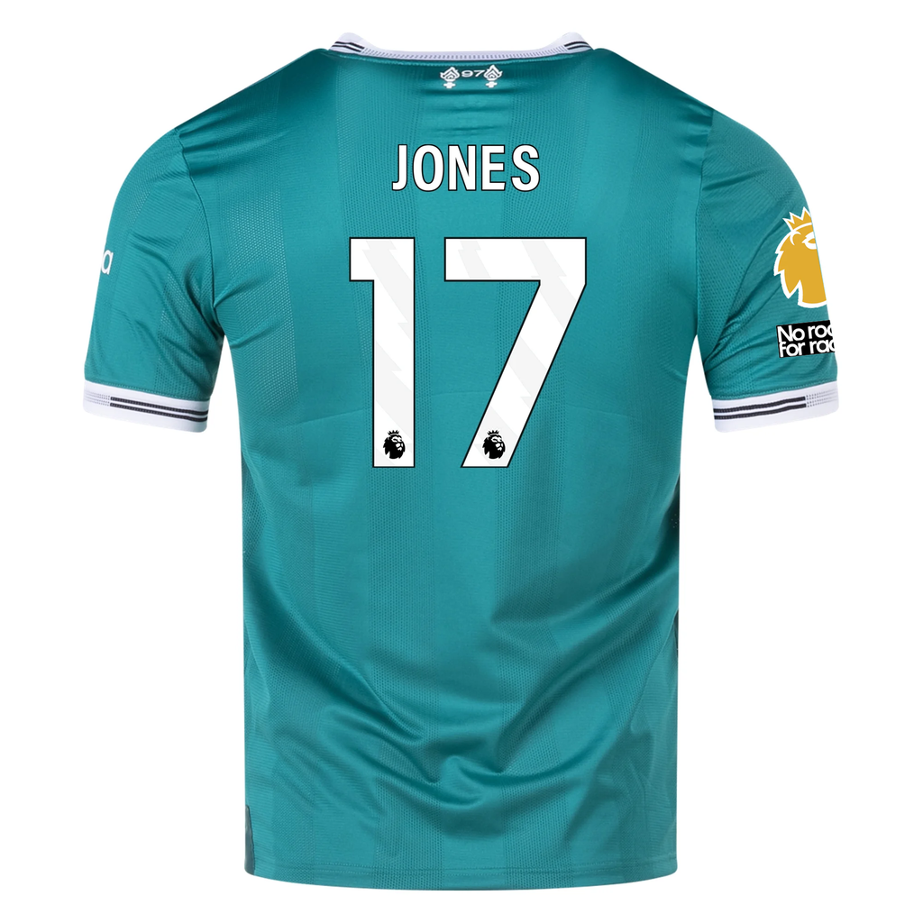 adidas Liverpool FC Authentic Curtis Jones Third Jersey w/ EPL + No Room For Racism Patches 25/26 (Sea Green)