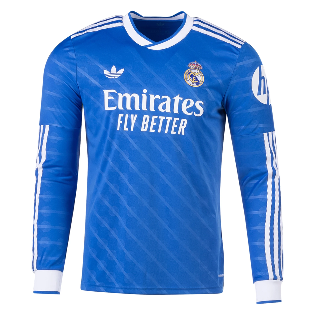 adidas Men's Real Madrid Long Sleeve Third Jersey 25/26 (Blue/White)