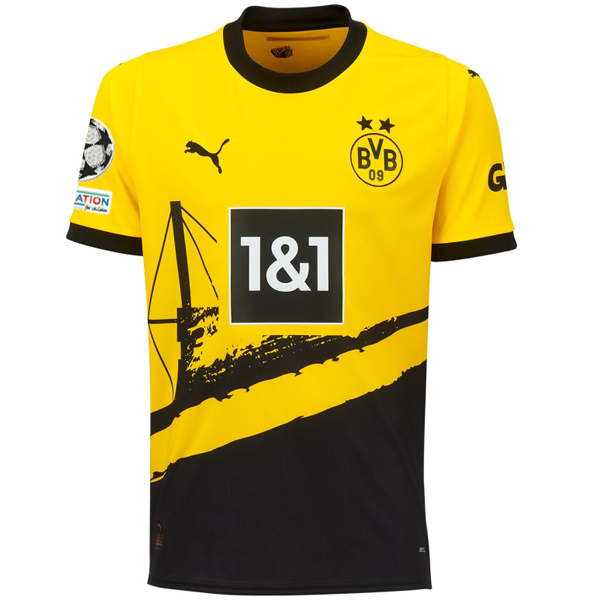 Puma Borussia Dortmund SoumaÃ¯la Coulibaly Home Jersey w/ Champions League Patches 23/24 (Cyber Yellow/Puma Black)